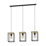 Eglo Lampa Wisząca Libertad Stal Drewno Czarny Brązowy | IP20 - Nadaje Się Do 3x E27 